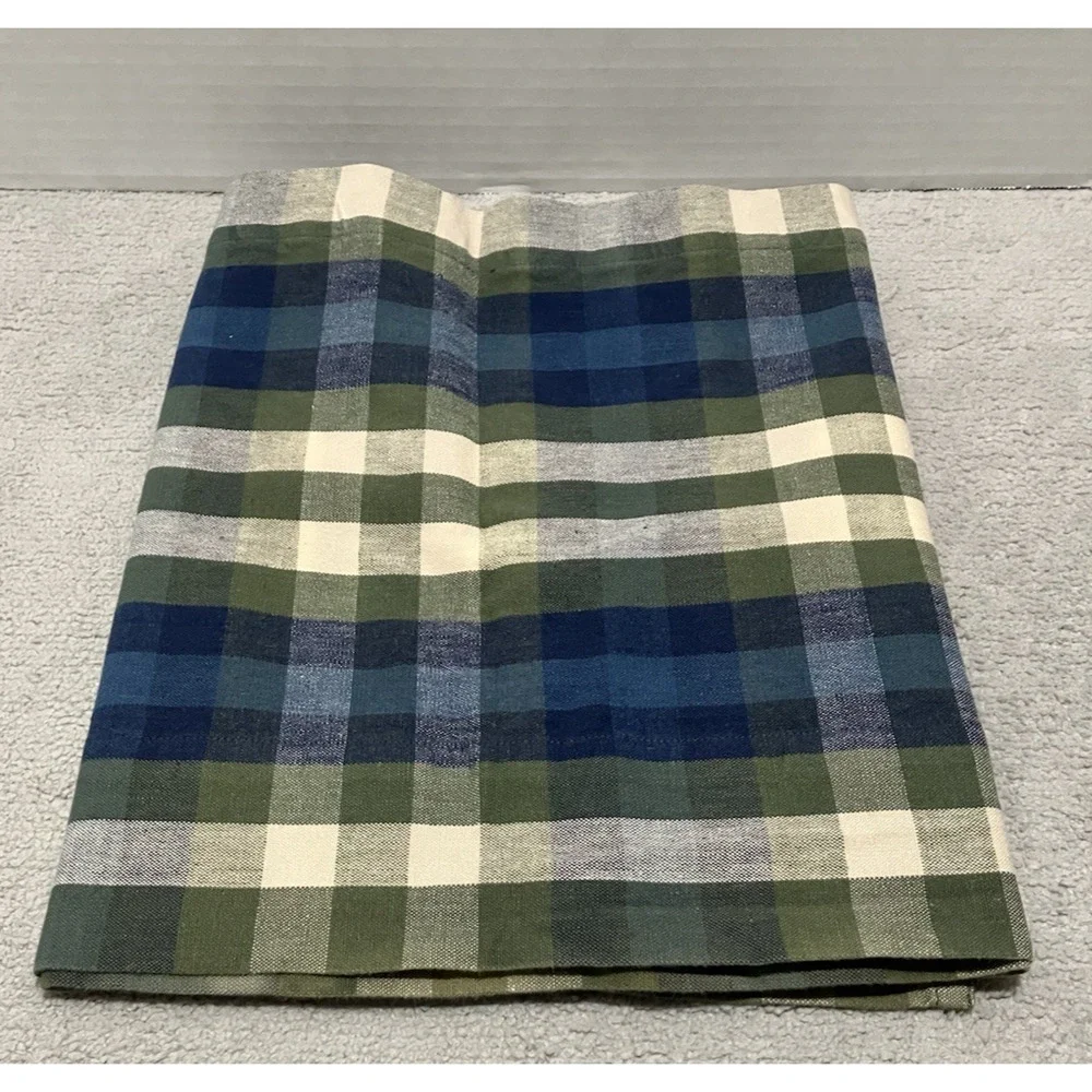 JCPenney Home Valance Bradley Stripe Plaid Valance Woven Cotton Blue Olive Green